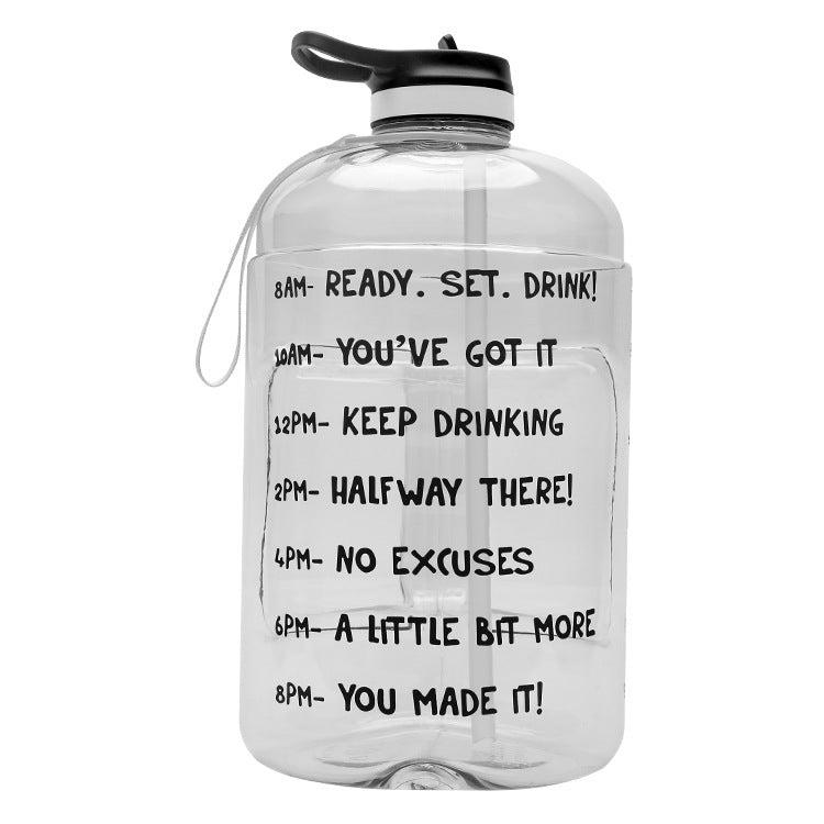 QuiFit Gallon Water Bottle - Clear Plastic Drinking Bottles with Straw, BPA Free GYM Tool Jug, Sports Cup