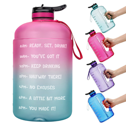 QuiFit Gallon Water Bottle - Clear Plastic Drinking Bottles with Straw, BPA Free GYM Tool Jug, Sports Cup