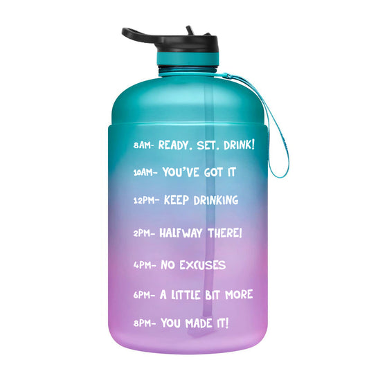 QuiFit Gallon Water Bottle - Clear Plastic Drinking Bottles with Straw, BPA Free GYM Tool Jug, Sports Cup