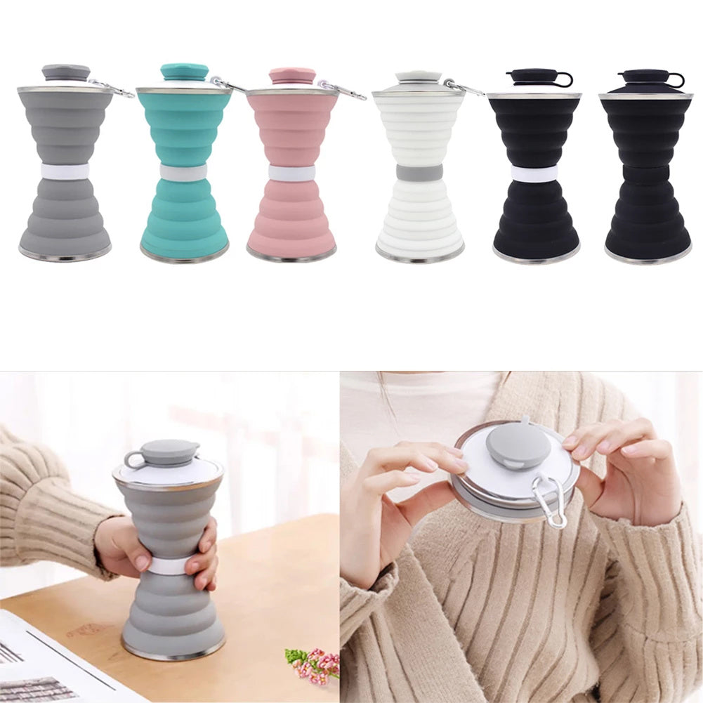 500ML Foldable Silicone Water Bottle - Leak-Proof Portable Sports & Travel Cup for Outdoor, Gym, and Hiking
